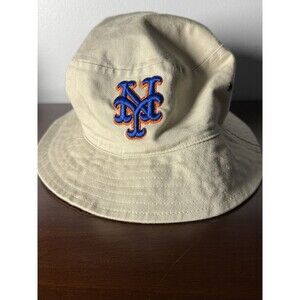 Lucent New York Mets Khaki Bucket Hat With Embroidery Logo One Size